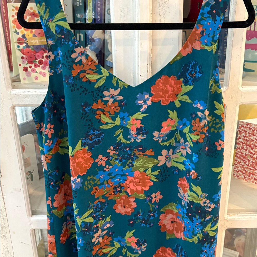 CAbi Teal Floral Blouse